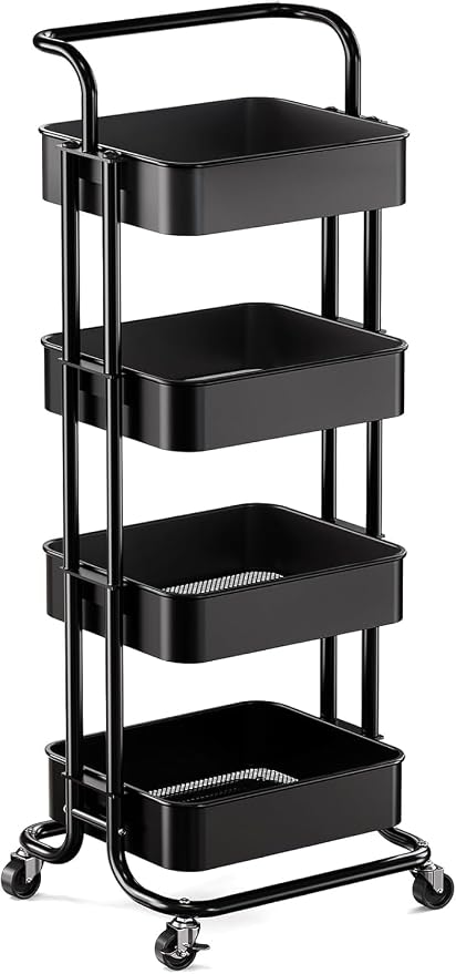 Pipishell 4 Tier Mesh Utility Cart, Rolling Metal Organization Cart by Pipishell