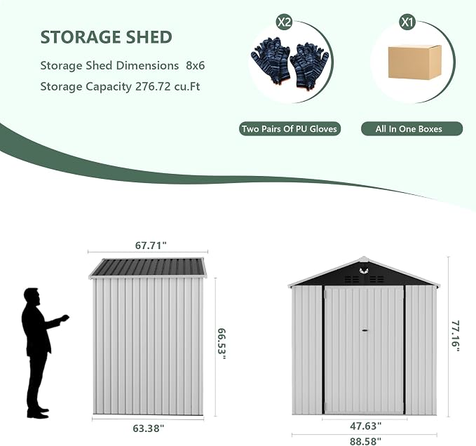 Metal Storage Shed, Outdoor Storage Building 8x6, Large Backyard Shed - Image 2