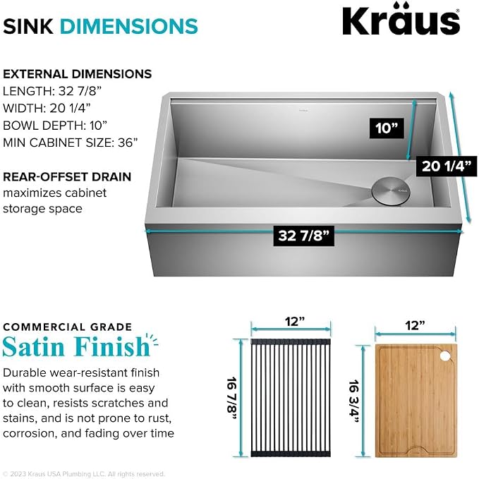 Kraus Kore 33-Inch Farmhouse Workstation - Image 5