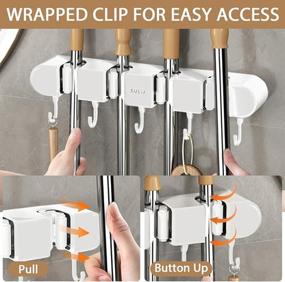 3PCS Broom Holder Wall Mount, No-Drilling Self-Adhesive Mop and Broom Storage - Image 6