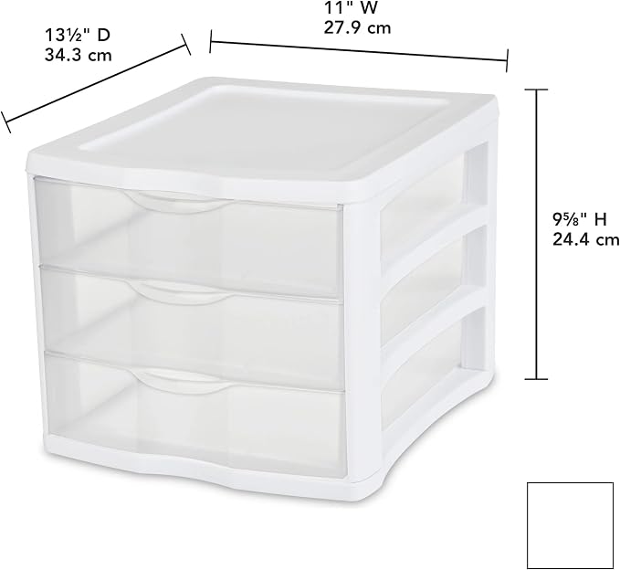 3 Drawer Clear Plastic Storage Drawer Unit – Stackable Countertop Desktop - Image 3