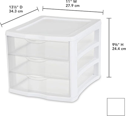 3 Drawer Clear Plastic Storage Drawer Unit – Stackable Countertop Desktop - Image 3