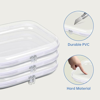 Clear Hard Plastic Zipper Case, Transparent Double Zippers Hard Pouch - Image 2