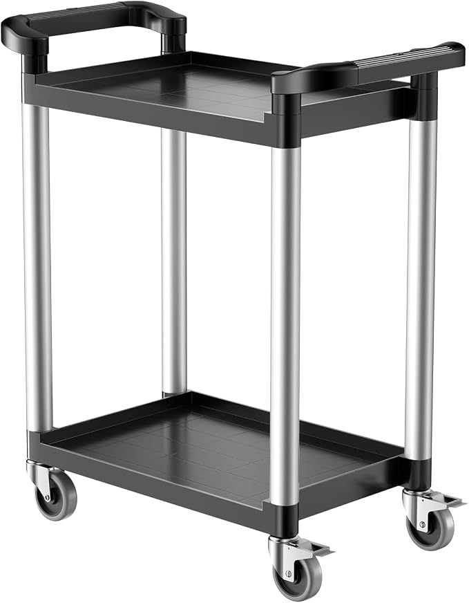 VEVOR Utility Cart, 300 lbs Load Capacity, 2-Tier Utility Plastic Cart by VEVOR