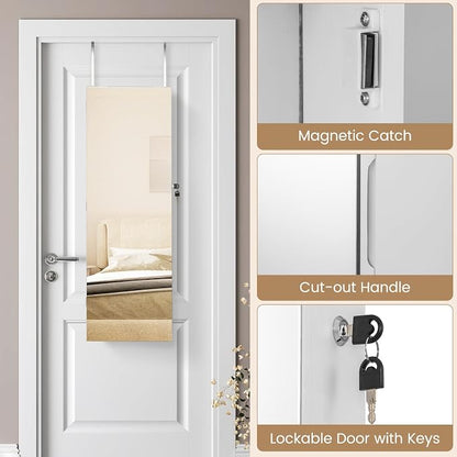 CHARMAID Jewelry Cabinet Wall or Door Mounted, Hanging Lockable Jewelry Armoire - Image 7