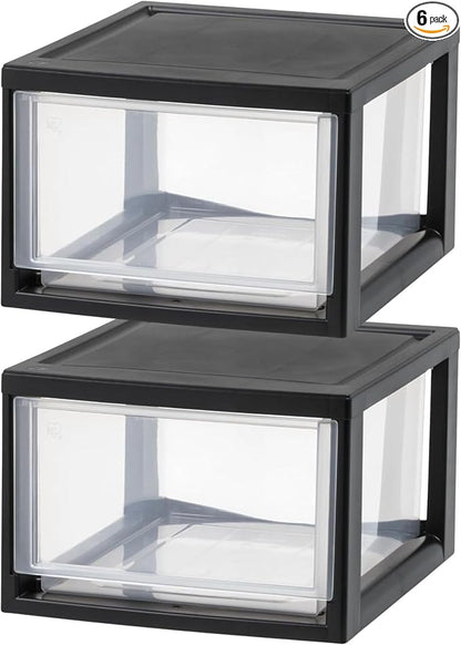 IRIS USA 6 Pack Plastic Drawer Storage Organizer, Stackable Unit by IRISUSA