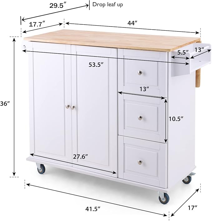 PHI VILLA Kitchen Island on Wheels Portable Kitchen Cart - Image 7
