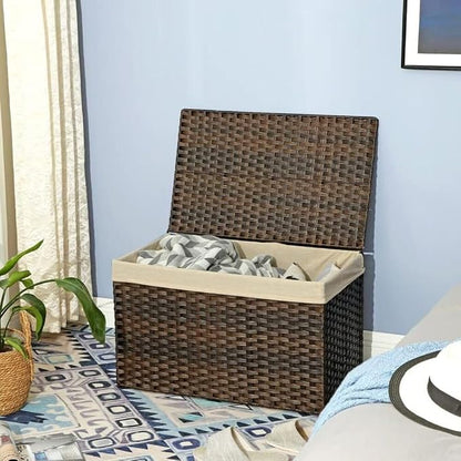 SONGMICS Storage Basket with Lid, Woven Blanket Storage Bin with Handles - Image 6