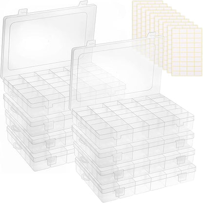 OUTUXED 8 Pack 36 Grids Clear Plastic Storage Boxes by Outuxed
