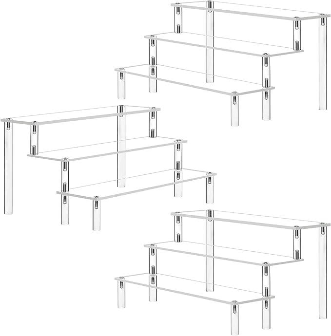 Acrylic Riser Clear Display Stand Cologne Organizer Acrylic Shelves 3 Tier Shelf by AZEAM