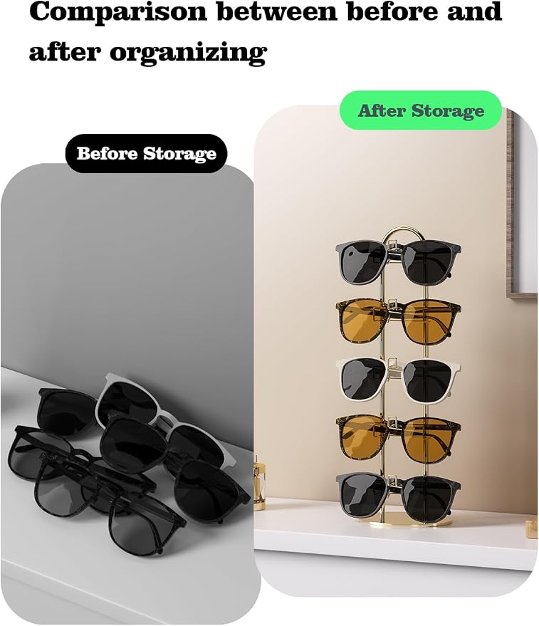 5 Tier Sunglass Organizer Holder, Sunglasses Tabletop Display Stand - Image 3