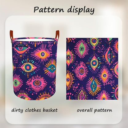 Laundry Baskets 15.7x19.7 Inch Large Colorful Eye Pattern Collapsible Laundry - Image 5