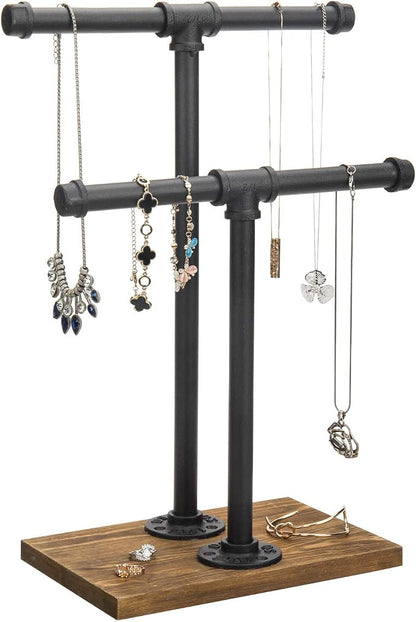 MyGift Adjustable 2-Tier Industrial Jewelry Display Stand by MyGiftHome