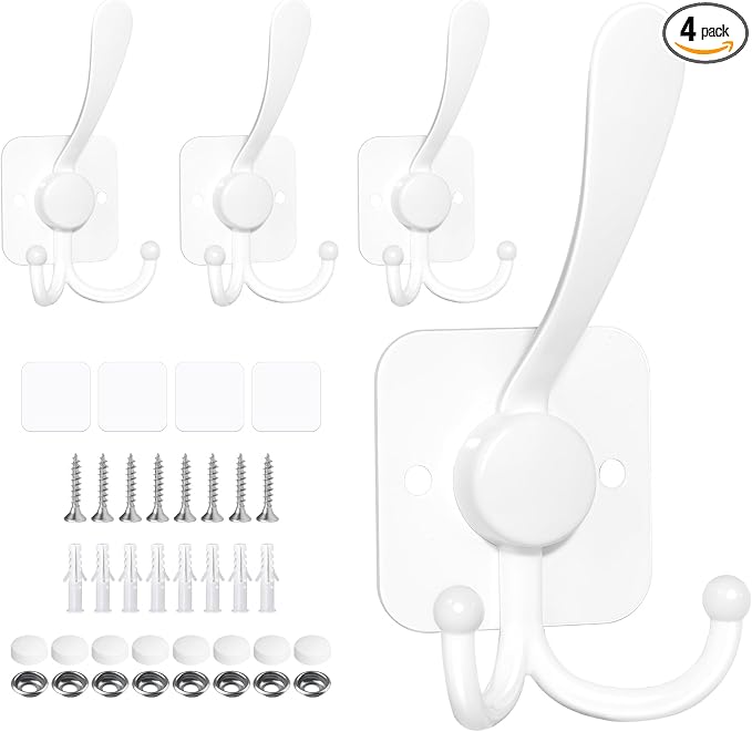 VIS'V 3 Prong Coat Hooks Wall Mount, Metal Self Adhesive Entryway Wall Hooks by VISV