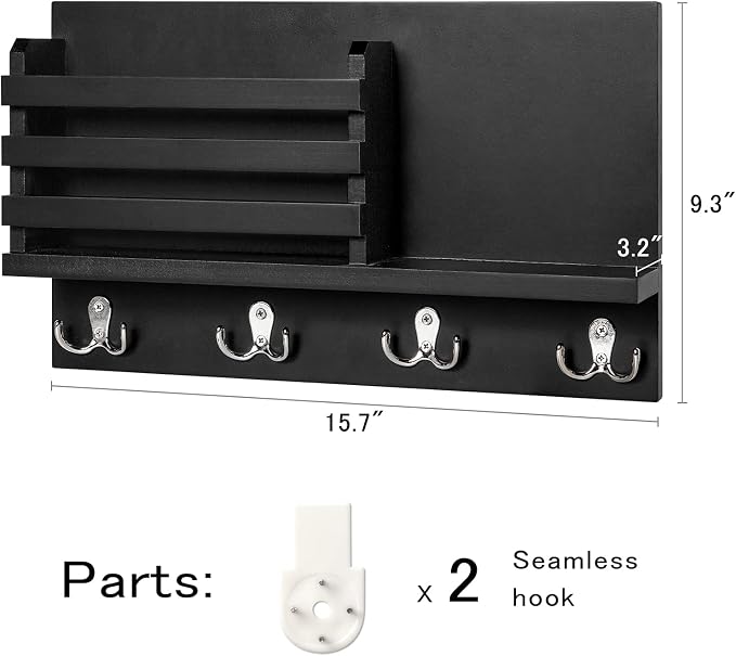 Dahey Wall Mounted Mail Holder Wooden Key Holder Rack Mail Sorter Organizer - Image 4