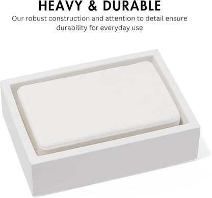 Matte White Square Soap Dish for Bathrooms and Kitchens - Image 3