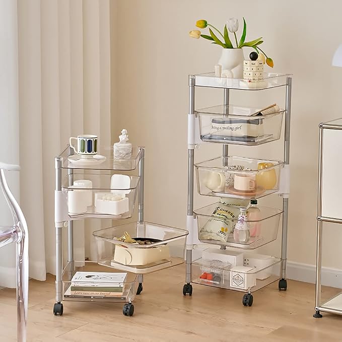 OnDisplay 360° Rotating Clear Storage Trolley – Multi-Tier Rolling Acrylic - Image 5