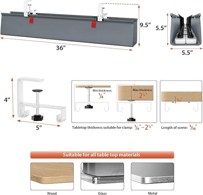 Univivi No Drill Under Desk Cable Management Tray, Clamp/Screw Mount Desk Cable - Image 4
