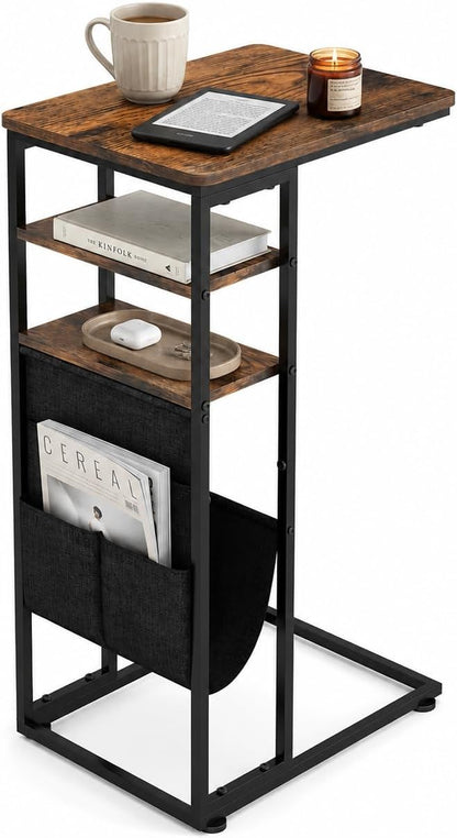 C Shaped End Table 28" 3-Tier C Table by Zexvida