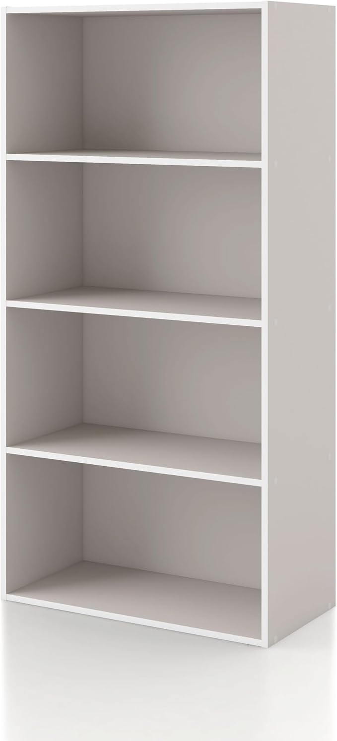 Homes: Inside + Out Apexa 4-Tier Cube Storage Organizer Shelves, Stackable Wood by HOMESInsideOut