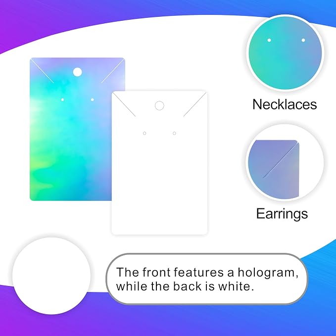 300pcs Holographic Earring Card Holder Paper Tags - Image 3