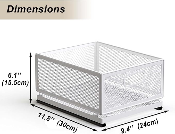 Slide-Out Storage Baskets W9.4"xD11.8"xH6.1" Rustproof Carbon Steel pull out - Image 2