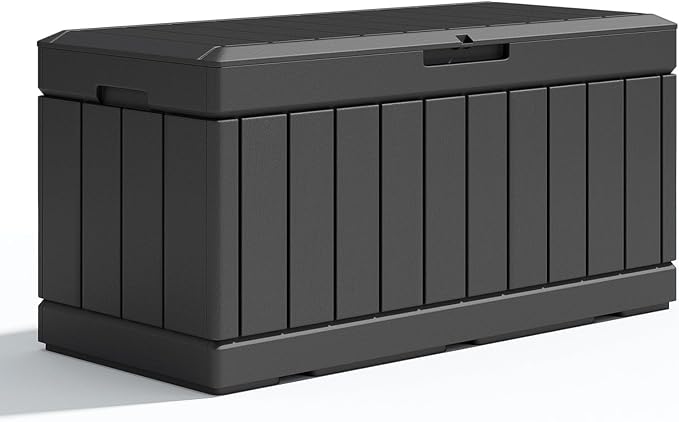 Patiolife 85 Gallon Resin Deck Box, Wood Like Outdoor Storage Box by Patiowell