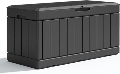 Patiolife 85 Gallon Resin Deck Box, Wood Like Outdoor Storage Box by Patiowell