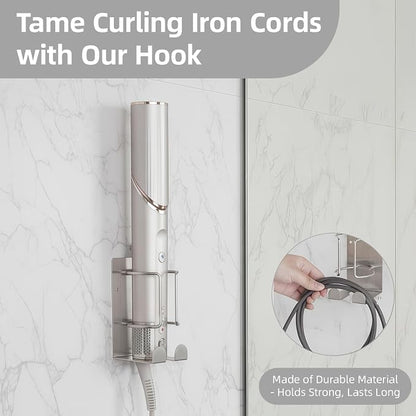 Curling Iron Holder, Stainless Steel Flat Iron Holder Wall Mount, Hair - Image 5