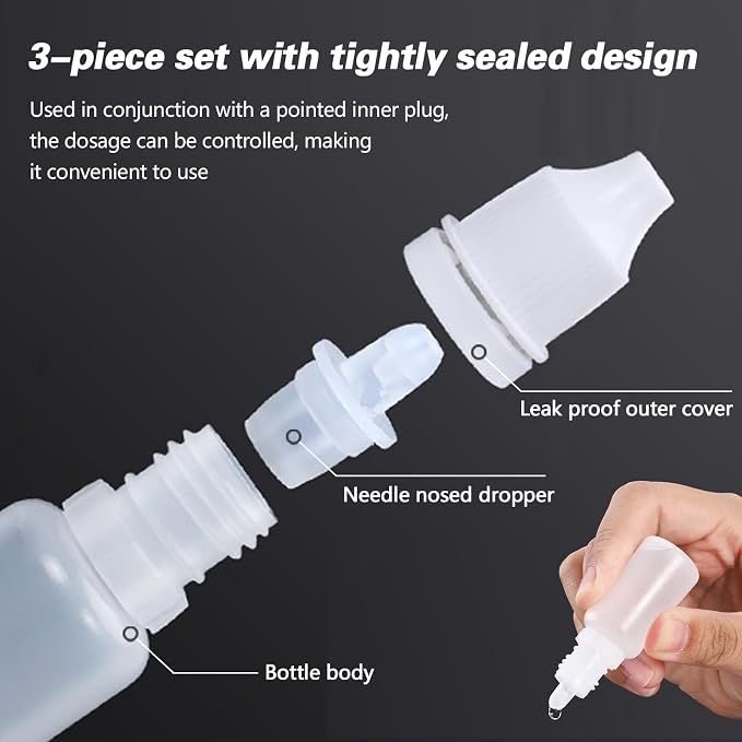 12PCS 20ML White Plastic Empty Squeezable Dropper Bottles Portable Eye Liquid - Image 3