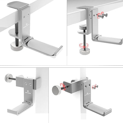 Foldable Headphone Stand and Hook – Aluminum Headset Holder Clamp Mount Under - Image 9