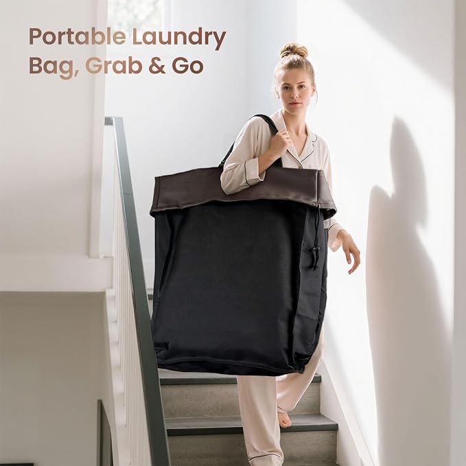 320L Laundry Basket with Wheels, 3-Section Rolling Hamper - Image 7
