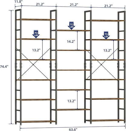 NUMENN Triple Column 6 Tier Bookshelf, Bookcase - Image 2