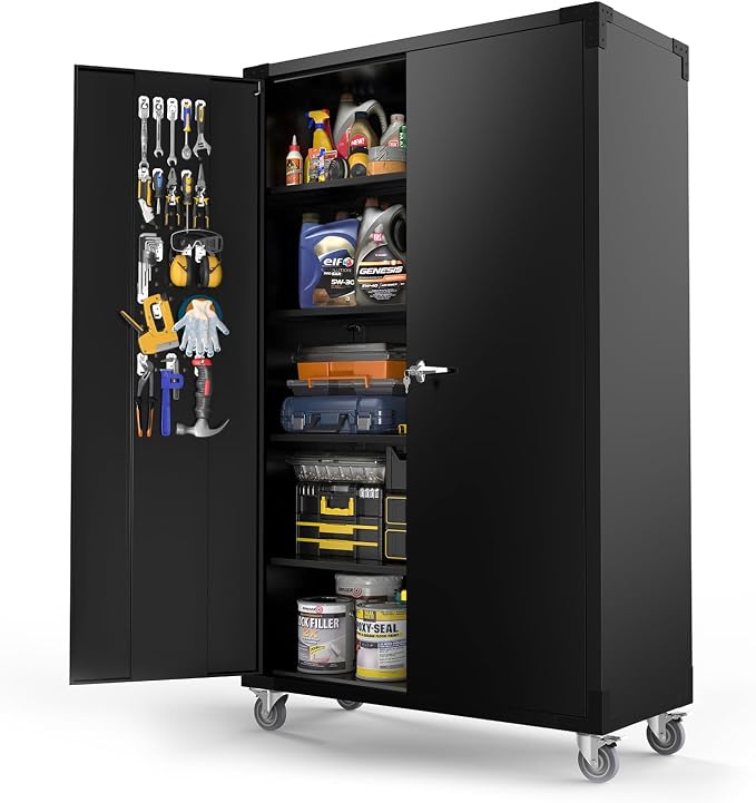 VINGLI Upgraded Wide & Deep Garage Storage Cabinet, Metal Storage Cabinet by VINGLI