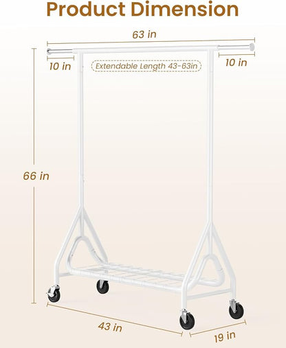 Heavy Duty Clothes Rack, Metal Clothing Rack Load 450 LBS, Rolling Coat Racks - Image 8
