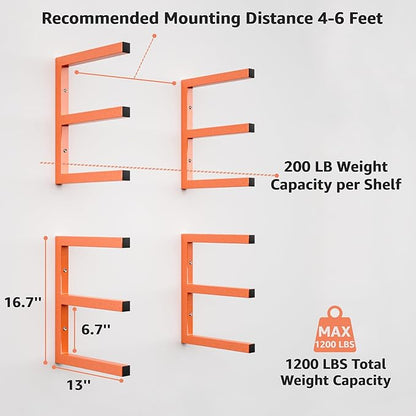 YYR Wood Organizer and Lumber Storage Rack Wall Mount, Heavy Duty Metal Shelf - Image 2