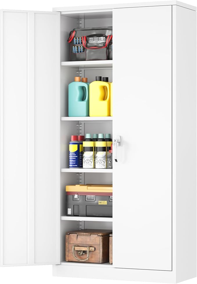 INTERGREAT White Metal Storage Cabinet, Tall Metal Cabinet by INTERGREAT