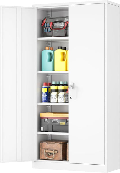 INTERGREAT White Metal Storage Cabinet, Tall Metal Cabinet by INTERGREAT