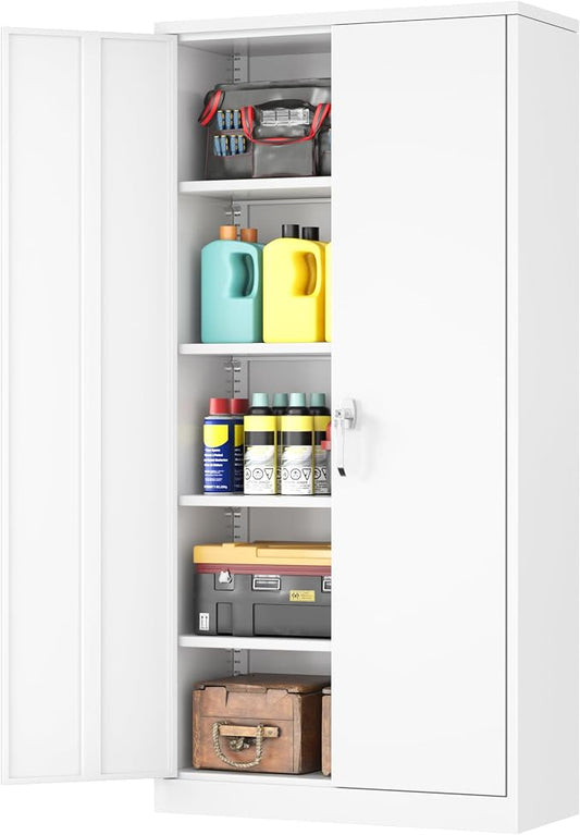 INTERGREAT White Metal Storage Cabinet, Tall Metal Cabinet by INTERGREAT