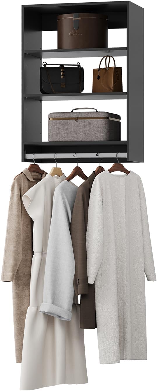 Medium Double Hanging Closet Unit, Modular Closet System, Wood Closet System by Unknown