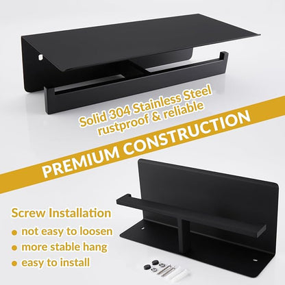 APLusee Matte Black Double Toilet Paper Holder - Image 6
