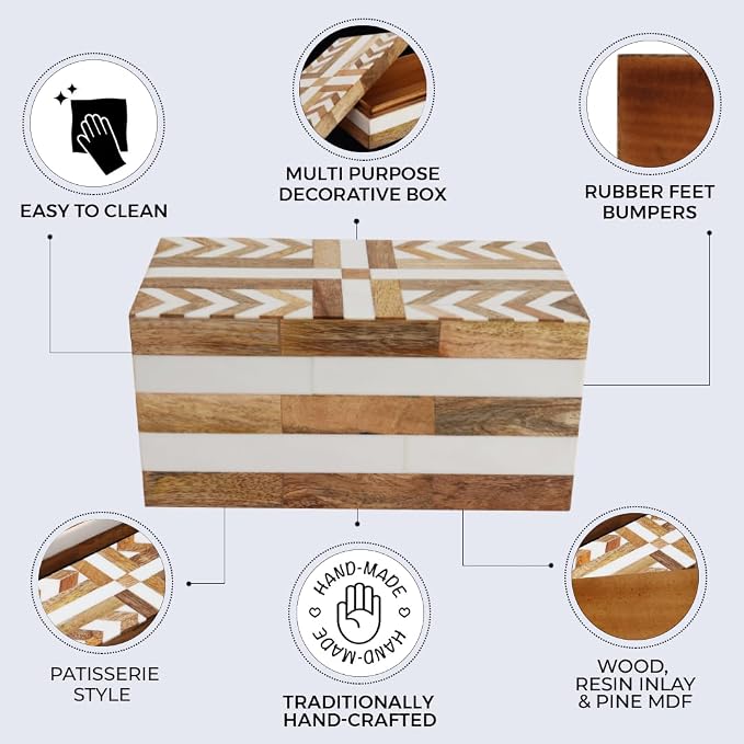 Handicrafts Home White Large Decorative Storage Box - Image 3