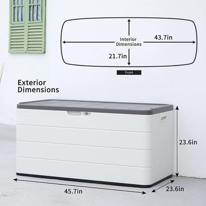 100 Gallon Plus Resin Deck Box, Waterproof Outdoor Storage Box - Image 3