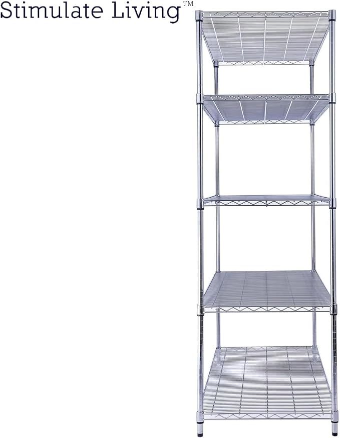 48"x24"x72" Prime Heavy Duty Chrome 5-Tier Steel Wire Shelving NSF 4000 LBS MAX - Image 9