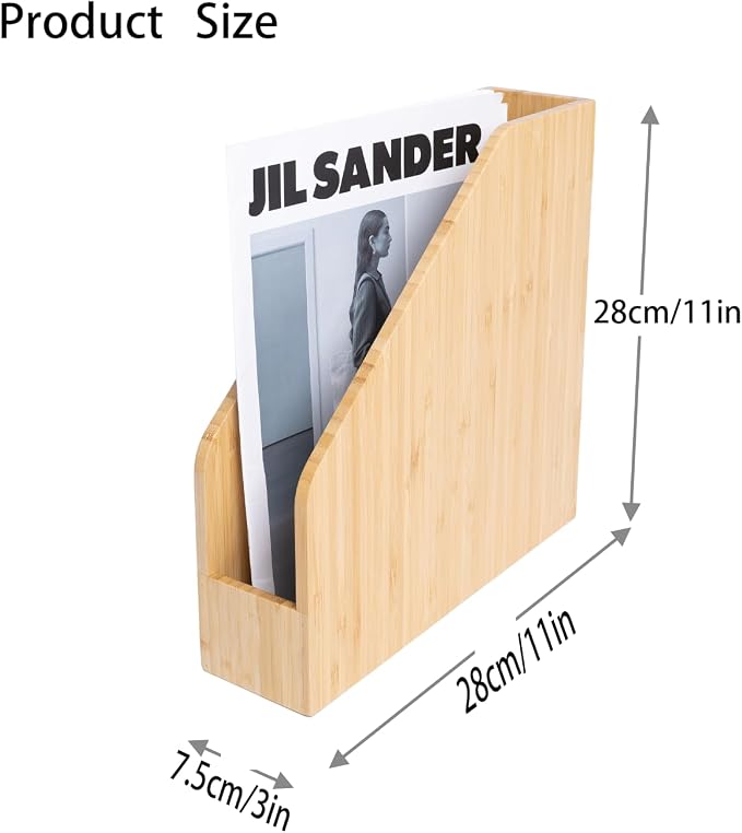 2 Pack Bamboo Magazine File Holder Book Holder Frames | Document Cabinet Rack - Image 3