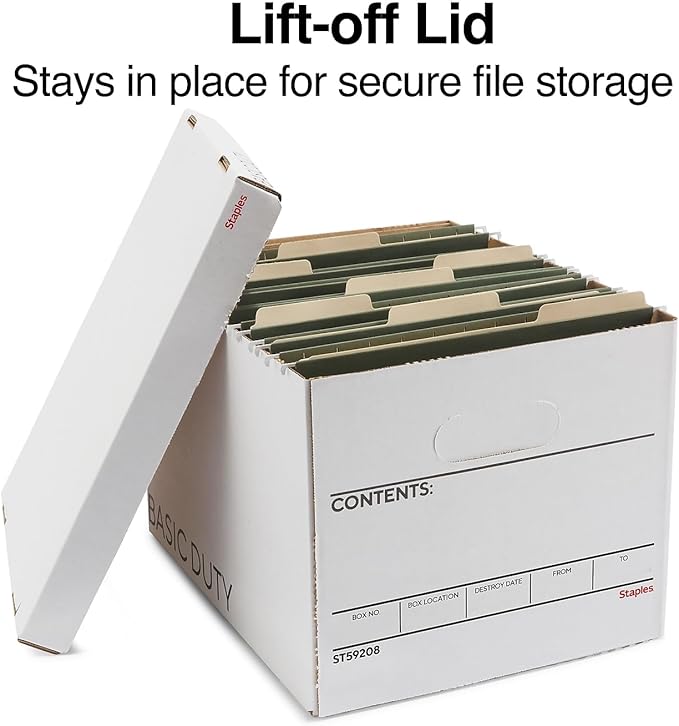 STAPLES Corrugated File Box Lift Off Lid, Letter/Legal Size - Image 3
