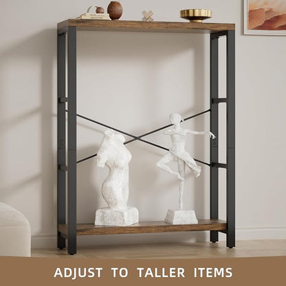 4-Tier 39.37" Wide Heavy Duty Bookshelf, Industrial Wood and Metal Bookshelf - Image 5