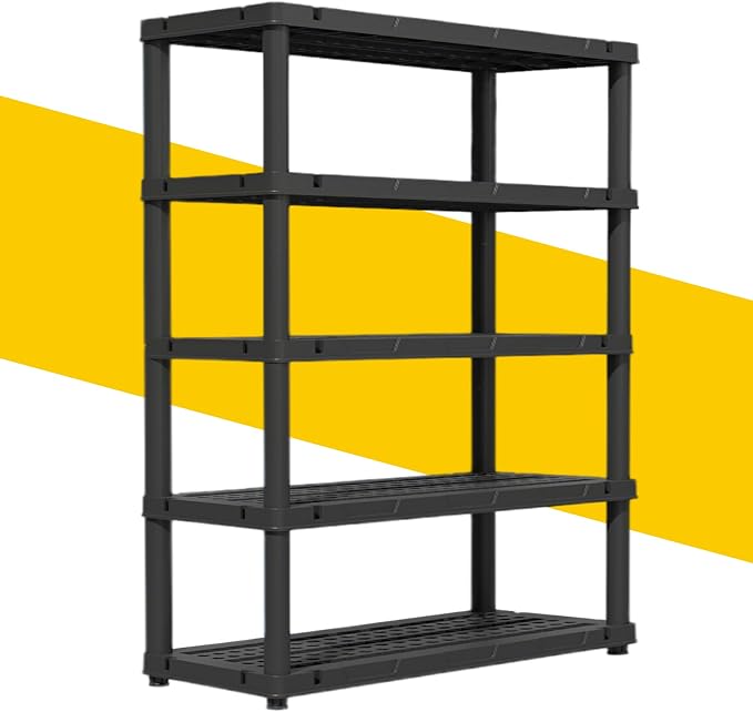 72”H Plastic Garage Storage Shelves, 5-Tier Heavy Duty Plastic Shelving by Unknown