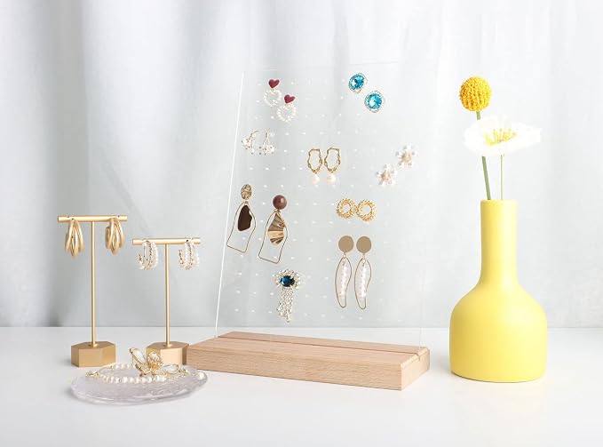 GemeShou Beech earring display for selling jewelry, wooden earring holder for - Image 7