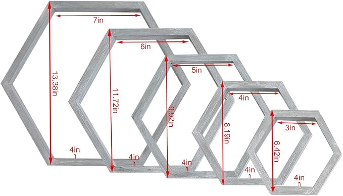 Hexagon Shelves, Floating Wall Shelf, Honeycomb Octagon Cube Shelves Wood | - Image 3